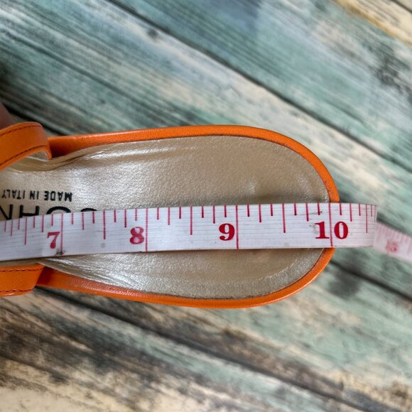 St John Slingback Pumps Womens 6.5B Orange Leather Dress Shoe Work Formal Heels - Picture 10 of 13